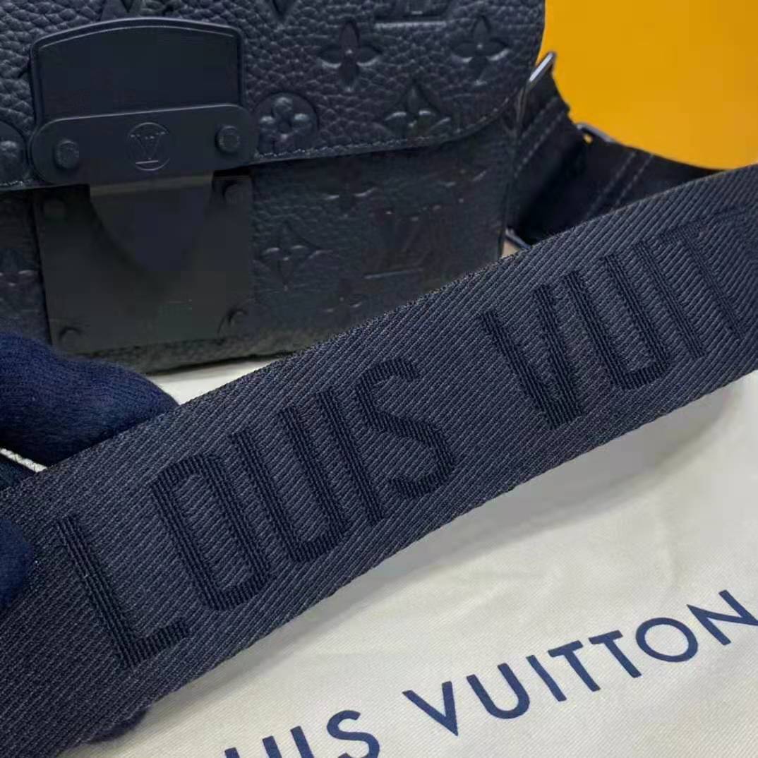 LV LV Unisex S Lock Messenger Black Monogram Embossed Taurillon Cowhide  Leather in 2023
